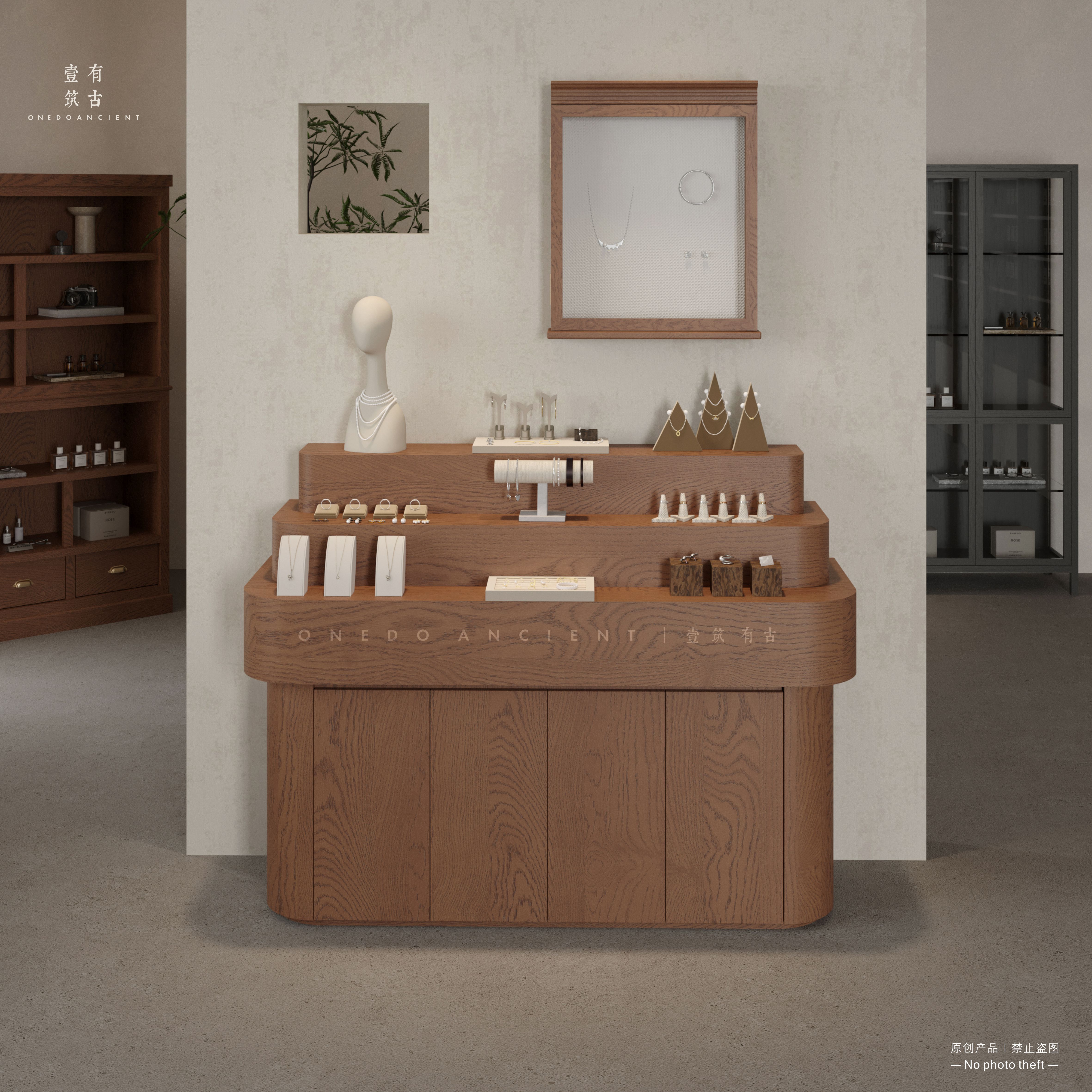 靠墙展示桌流水台饰品店陈列摆台展柜复古高底层置物架展台储物柜