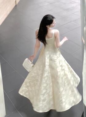 敬酒服订婚礼服裙高端轻奢小众生日裙子高级感法式提花吊带连衣裙