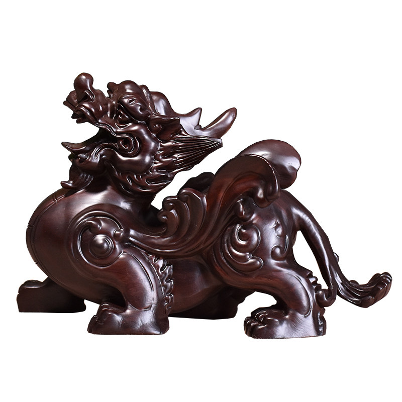 黑檀木雕貔貅摆件实木一对大号皮丘家居客厅办公商铺装饰摆设礼品