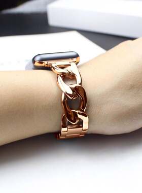 适用applewatchse金属不锈钢苹果iWatch9/8/7/6/4/5手表单排表带