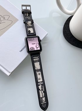 iwatch765432se手表带皮质