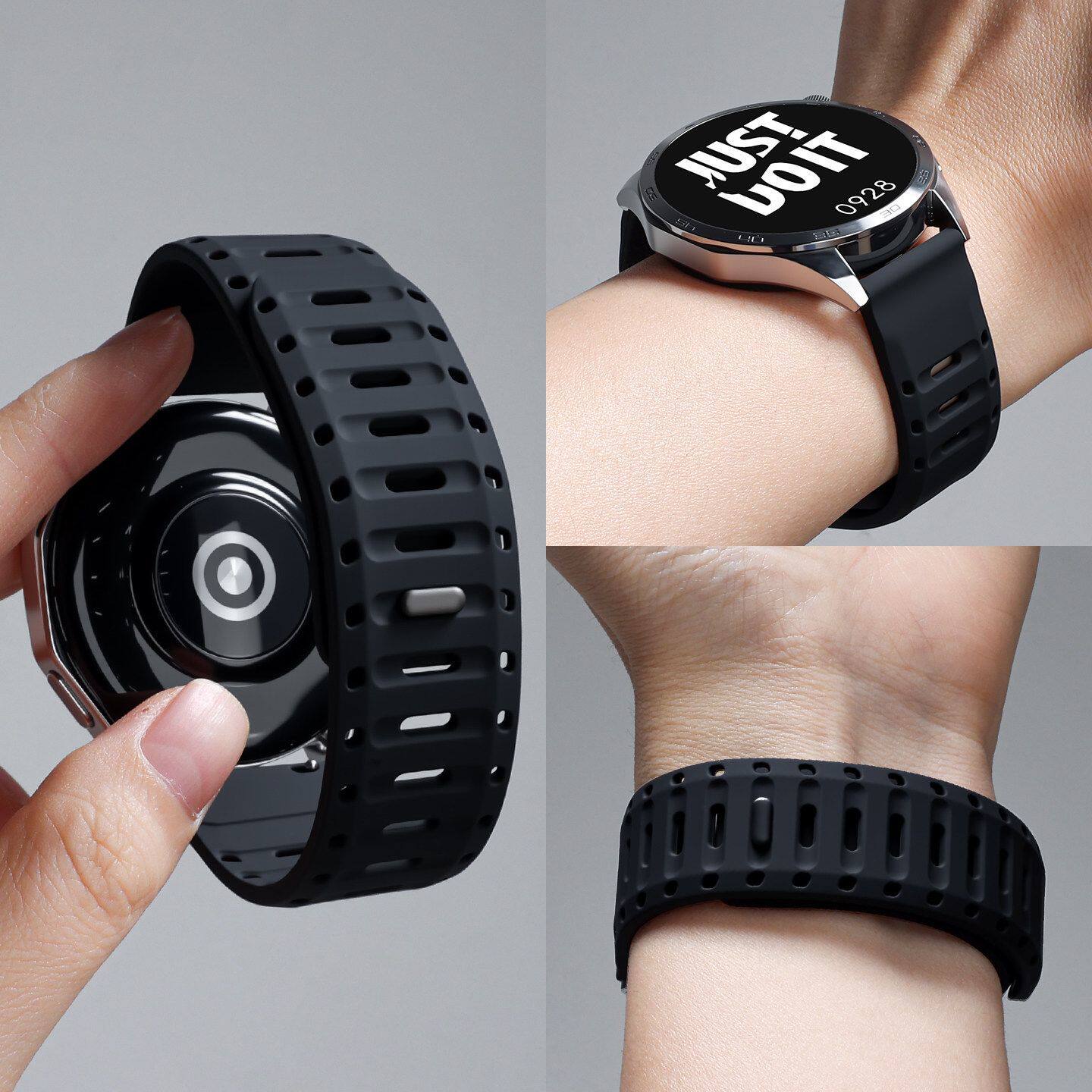 适用华为gt6表带磁吸扣watch5男款透气运动硅胶荣耀5pro腕带22mm
