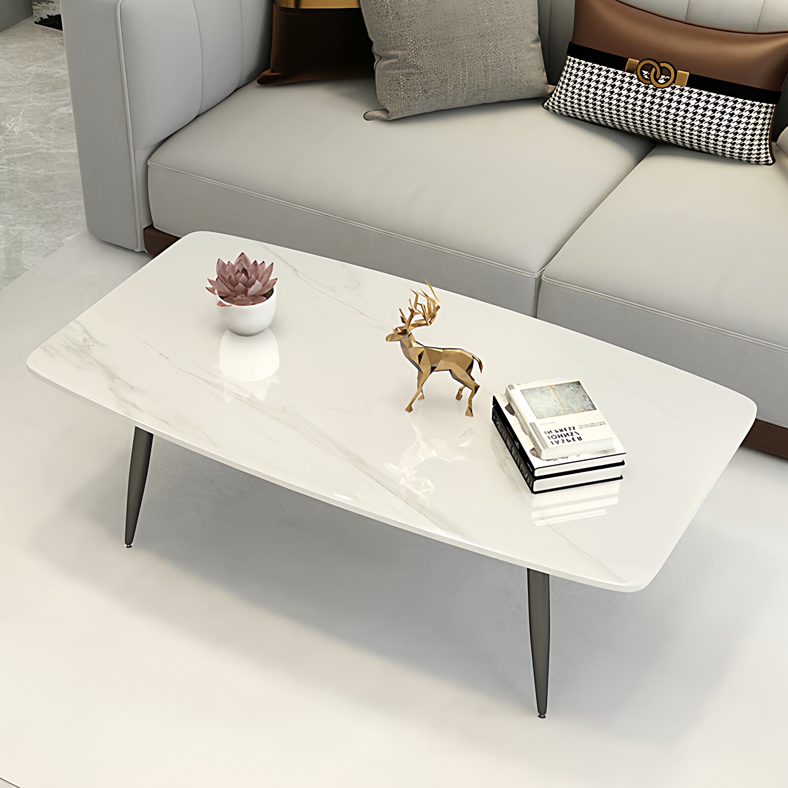 大理石茶几简约客厅家用极简易网红现代小户型长方形岩板茶几桌子