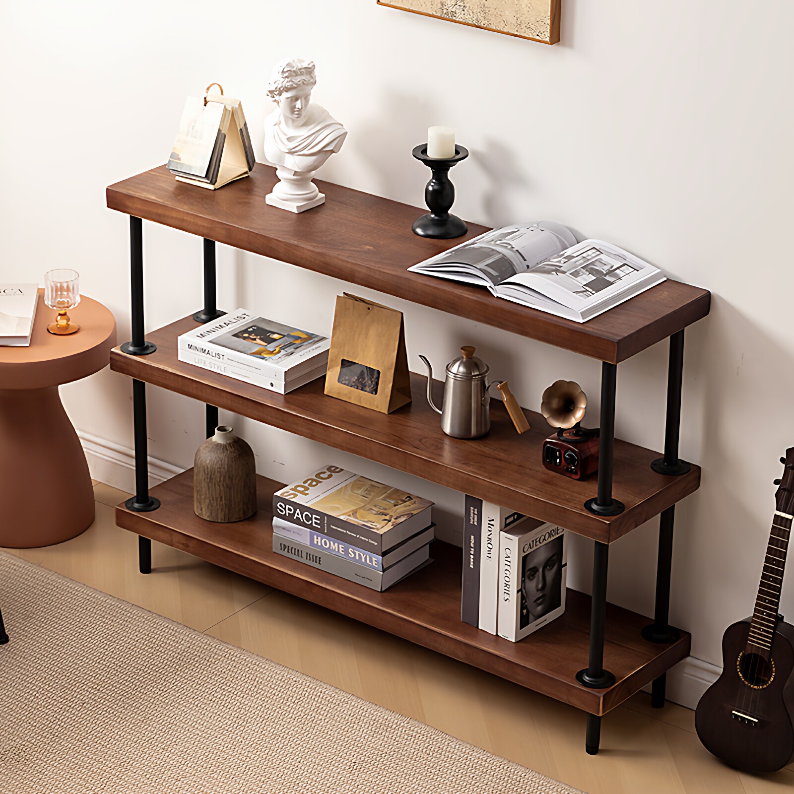 实木搁板架多层货架鞋架简约落地隔板收纳架陈列原木置物架花架子