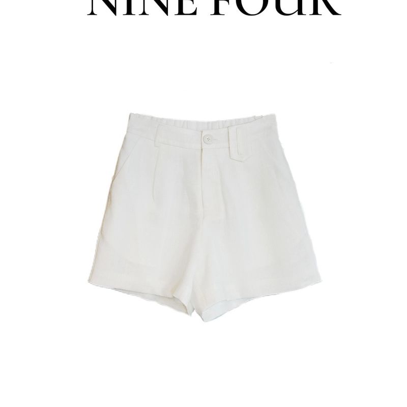 QXY【百搭亚麻短裤】老钱风100%亚麻显瘦A字裤显瘦短裤 NF2025