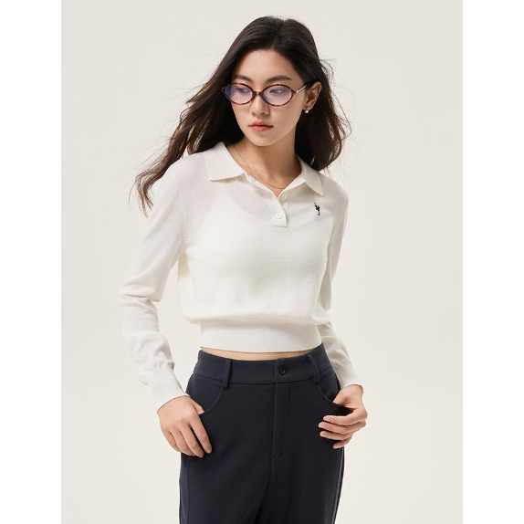 MMYB034速惟法式复古针织打底衫女修身显瘦polo领上衣4304