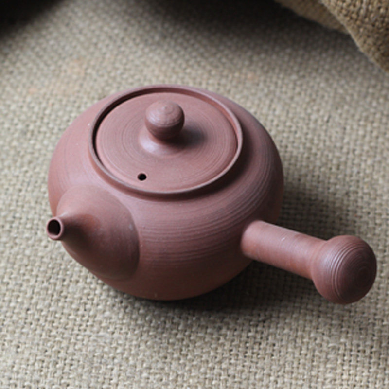 章岳勇通天壶朱泥红泥煮茶壶小号侧把白泥炉砂挑急须壶玉书煨手工