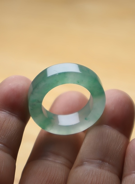 非洲翠A货扳指指环冰种飘花玉石方形女款玉石手串配件配饰23号