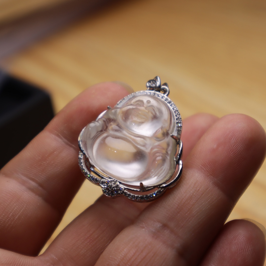 纯天然缅甸水沫玉坐佛弥勒佛小佛吊坠挂件小清新唯美女款手链时尚