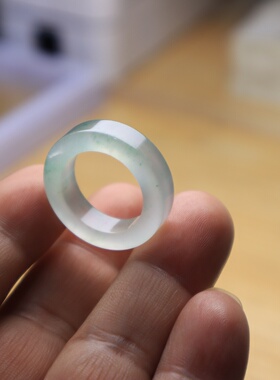 17号冰种戒指阳绿色飘花非洲翠玉戒男女款飘绿指环尾戒扳指送礼