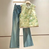 上衣 马重工中式 早秋女背心新国风唐装 坎肩扣夹马甲百搭盘外穿款