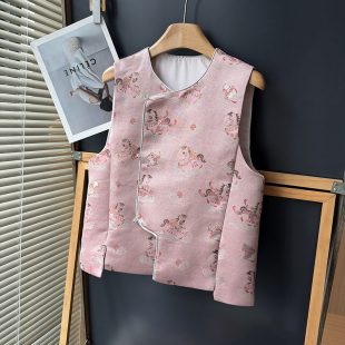 复古国风小马提花无袖 减龄洋气时尚 款 马甲2026春季 坎肩背心 新中式
