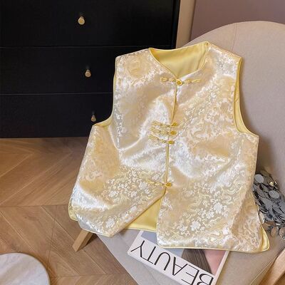 新中式国风提花坎肩马夹女2026春季新款高级感春秋中国风马甲背