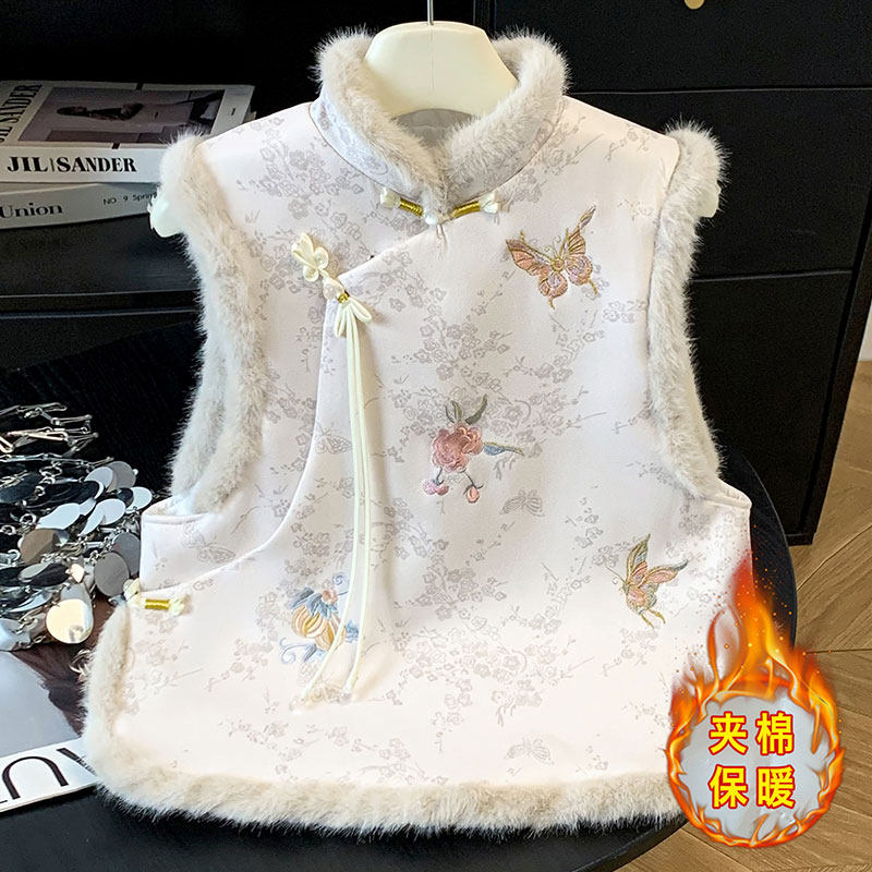小个子新中式夹棉马甲外穿冬季今年流行爆款复古禅意茶服少女背心