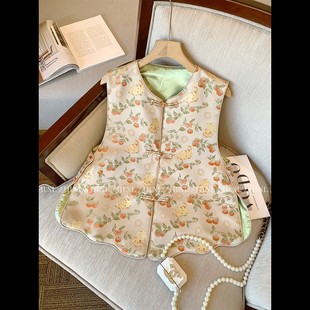 2026春季新款新中式女装绣花国风马甲高端气质圆领背心短上衣