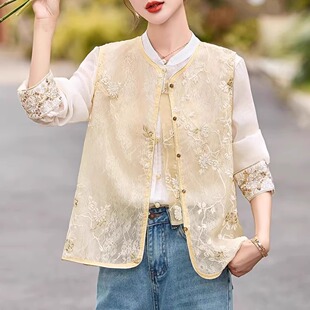 新中式夏款女士款外穿中外穿国风夏季女装上衣气质马甲气质薄马甲