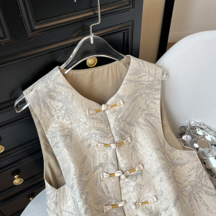 大码 新中式 薄款 夏季 妈妈盘扣禅意女马夹 国风马甲高级感高端年轻款