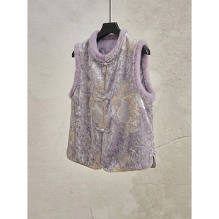 2026春季新款国风盘扣精致毛毛边上衣减龄个性高端新中式夹棉马甲