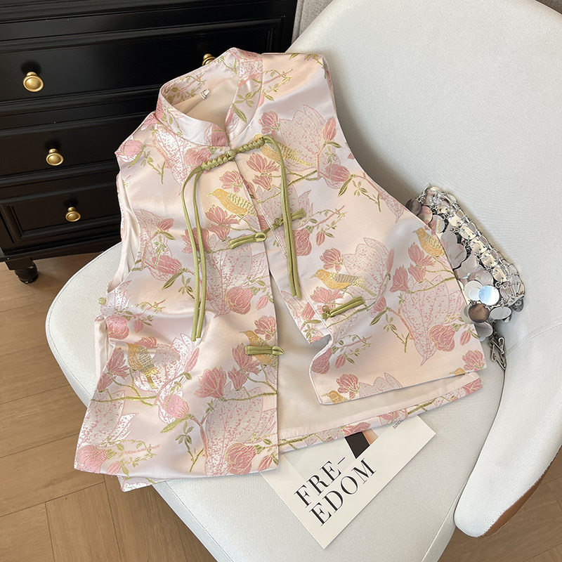中式盘扣无袖坎肩上衣春季唐装中国风高端提花马甲女款小马夹外穿,女装/女士精品,马夹,淘宝优惠券,粉丝福利购,淘宝优惠卷