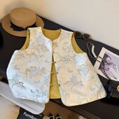 重工中式 国风秋季 上衣外穿提花马甲背心新外套 年轻国风中式 新款