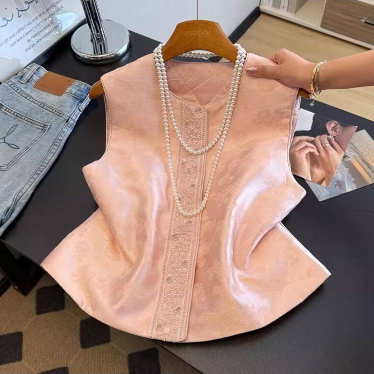 减龄高级感粉色新中式夹棉马甲2026春季新款气质国风简约保暖上衣,女装/女士精品,马夹,淘宝优惠券,粉丝福利购,淘宝优惠卷