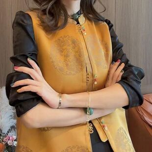 国风女装 春季 活泼中式 马甲潮富婆爆衬衣马甲款 印花202 新秋款