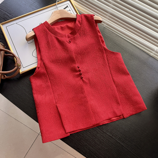 无袖 2026春季 背心上衣高端个性 盘扣复古国风新中式 马甲女 新款