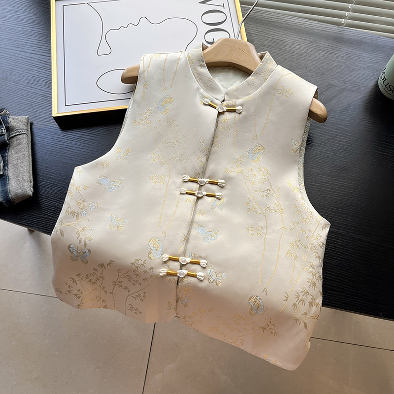 春季新款新中式国风保暖马甲女复古高级感盘扣夹棉马夹百搭背心,女装/女士精品,马夹,淘宝优惠券,粉丝福利购,淘宝优惠卷