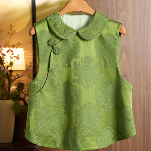 国风气质提花马甲女潮 背心上衣新中式 早春秋新款 复古百搭休闲时尚