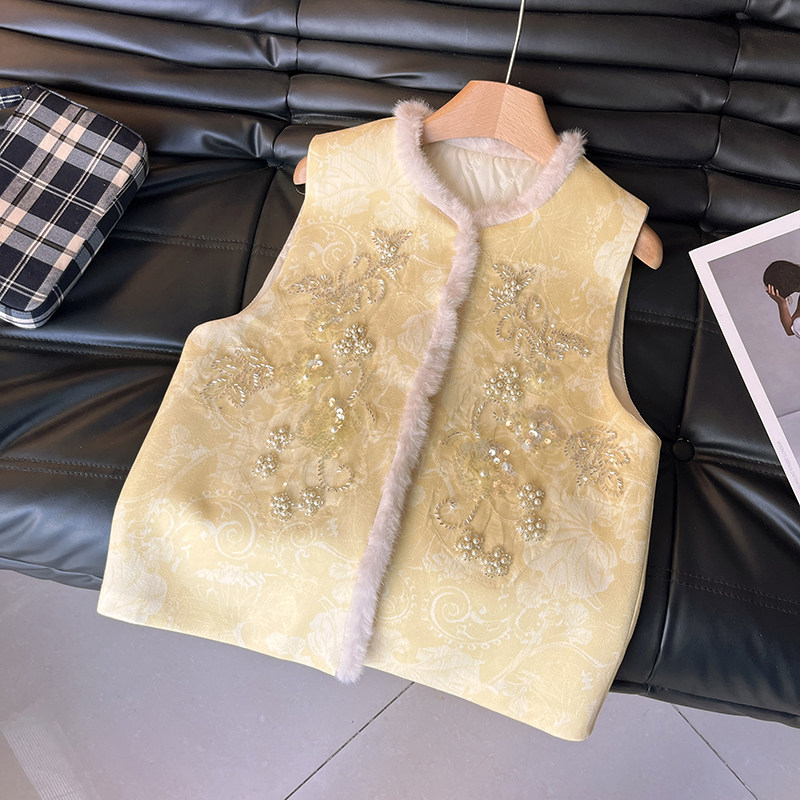 新中式年轻款高级感轻奢毛毛边马甲时髦精致国风背心夹棉外穿马夹,女装/女士精品,马夹,淘宝优惠券,粉丝福利购,淘宝优惠卷