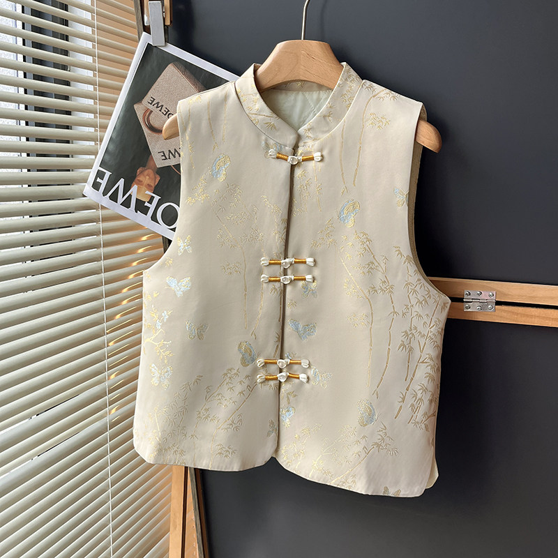 2026新中式拼接色复古提花马甲女高端气质无袖坎肩夹棉国风显瘦款,女装/女士精品,马夹,淘宝优惠券,粉丝福利购,淘宝优惠卷