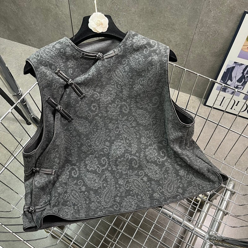 2026春季新款新中式国风圆领斜襟盘扣灰色马甲女短款内搭外穿马夹,女装/女士精品,马夹,淘宝优惠券,粉丝福利购,淘宝优惠卷