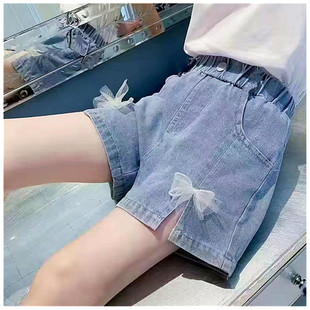 女童牛仔短裤夏季新款儿童薄款中大童时尚牛仔热裤百搭花朵裙短裤