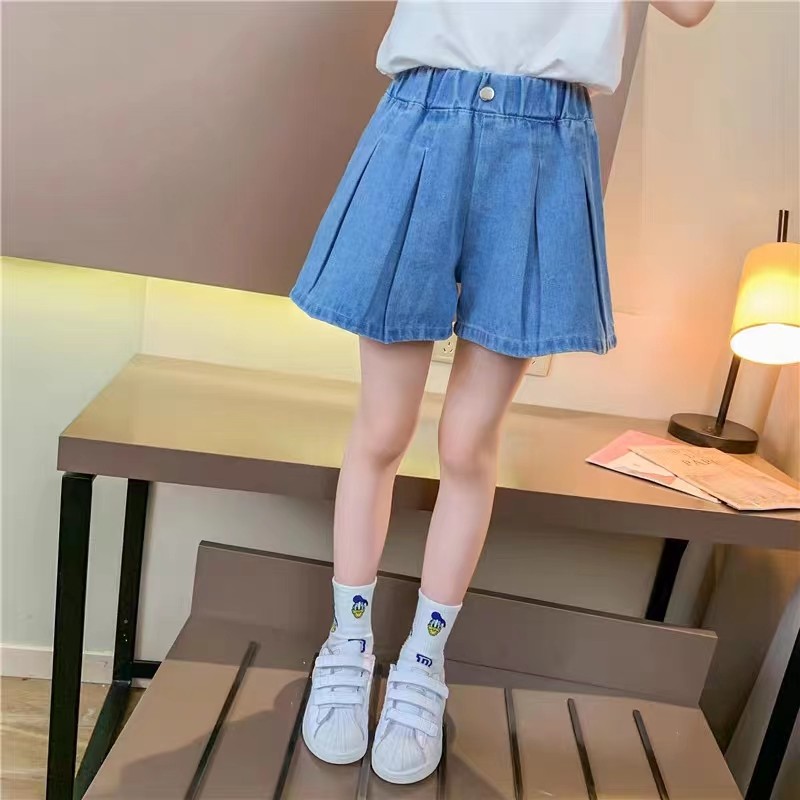 新款女童牛仔短裤时尚百搭宝宝外穿裤子中大儿童夏季绣花薄款短裤