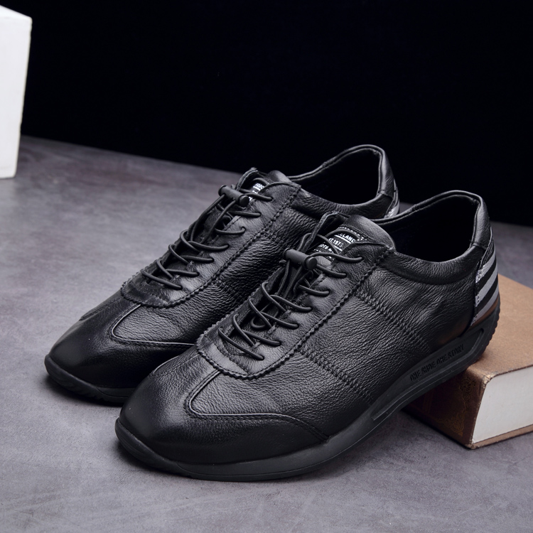 2019新款男士真皮休闲皮鞋英伦运动百搭鞋头层牛皮防滑男鞋潮