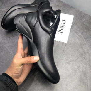 外贸原单加绒男鞋冬季韩版休闲鞋小皮鞋厚底真皮百搭潮鞋暗黑男鞋