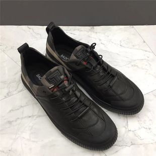 新款特价处理鞋断码真皮男鞋松紧带牛皮板鞋英伦风休闲鞋男单鞋