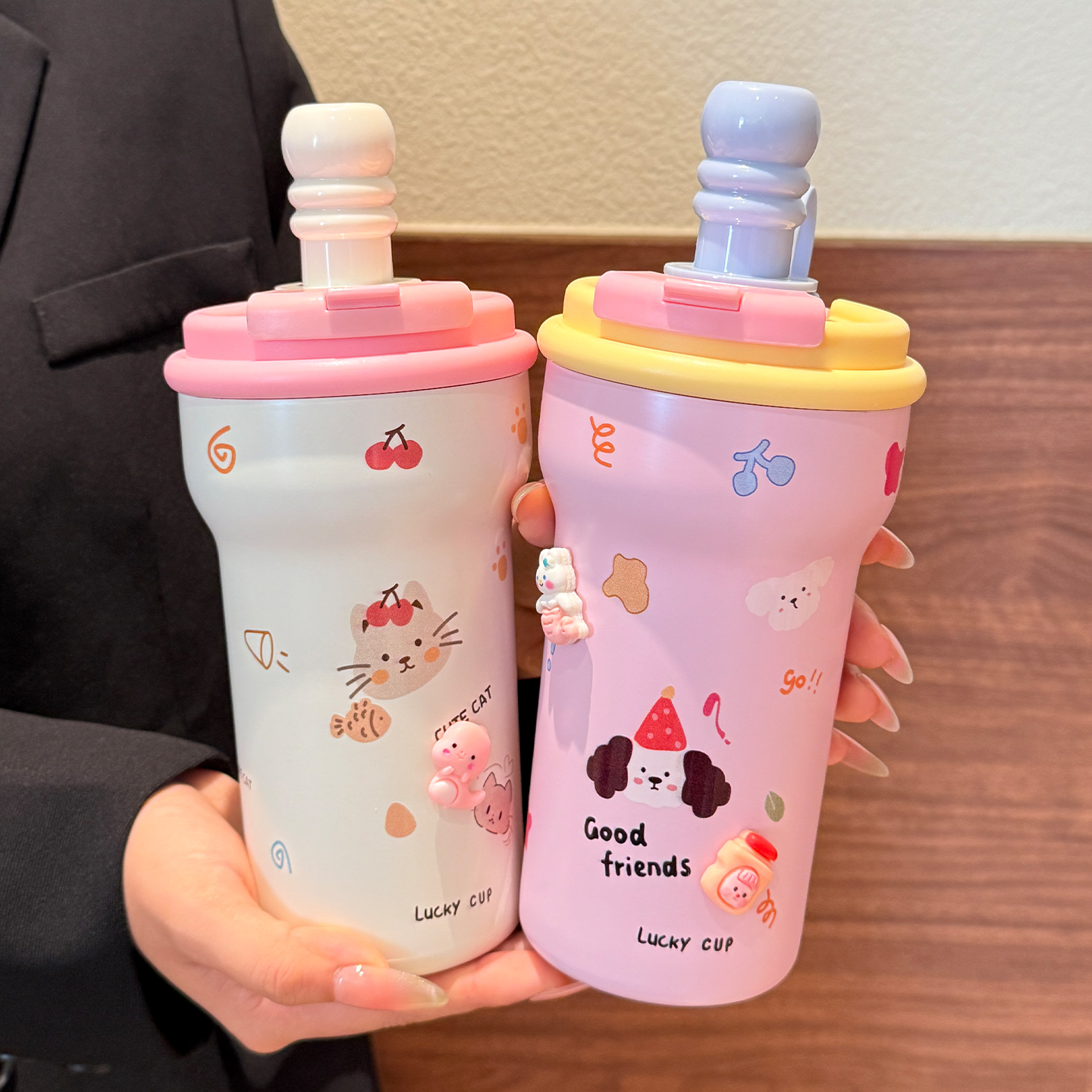 保温杯新款2025高颜值双饮吸管杯