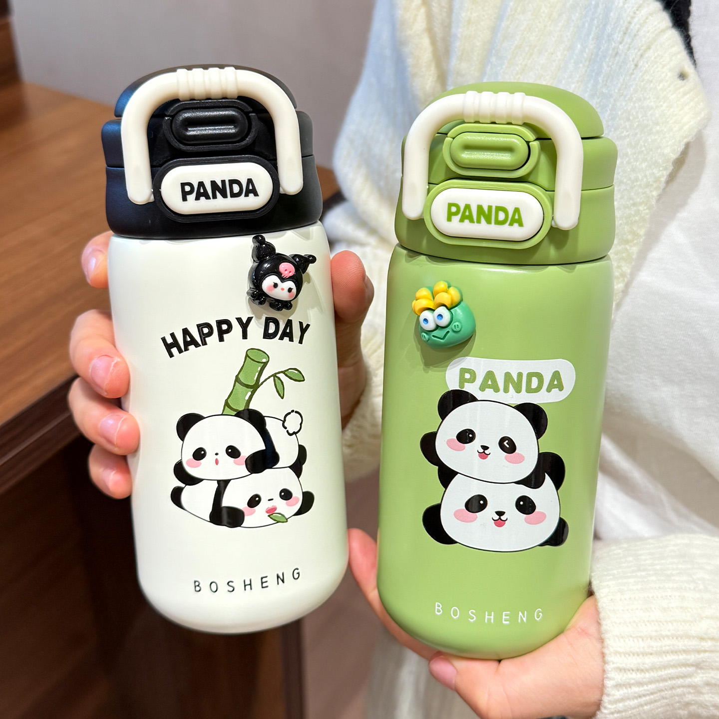 熊猫吸管儿童保温杯上学专用杯子