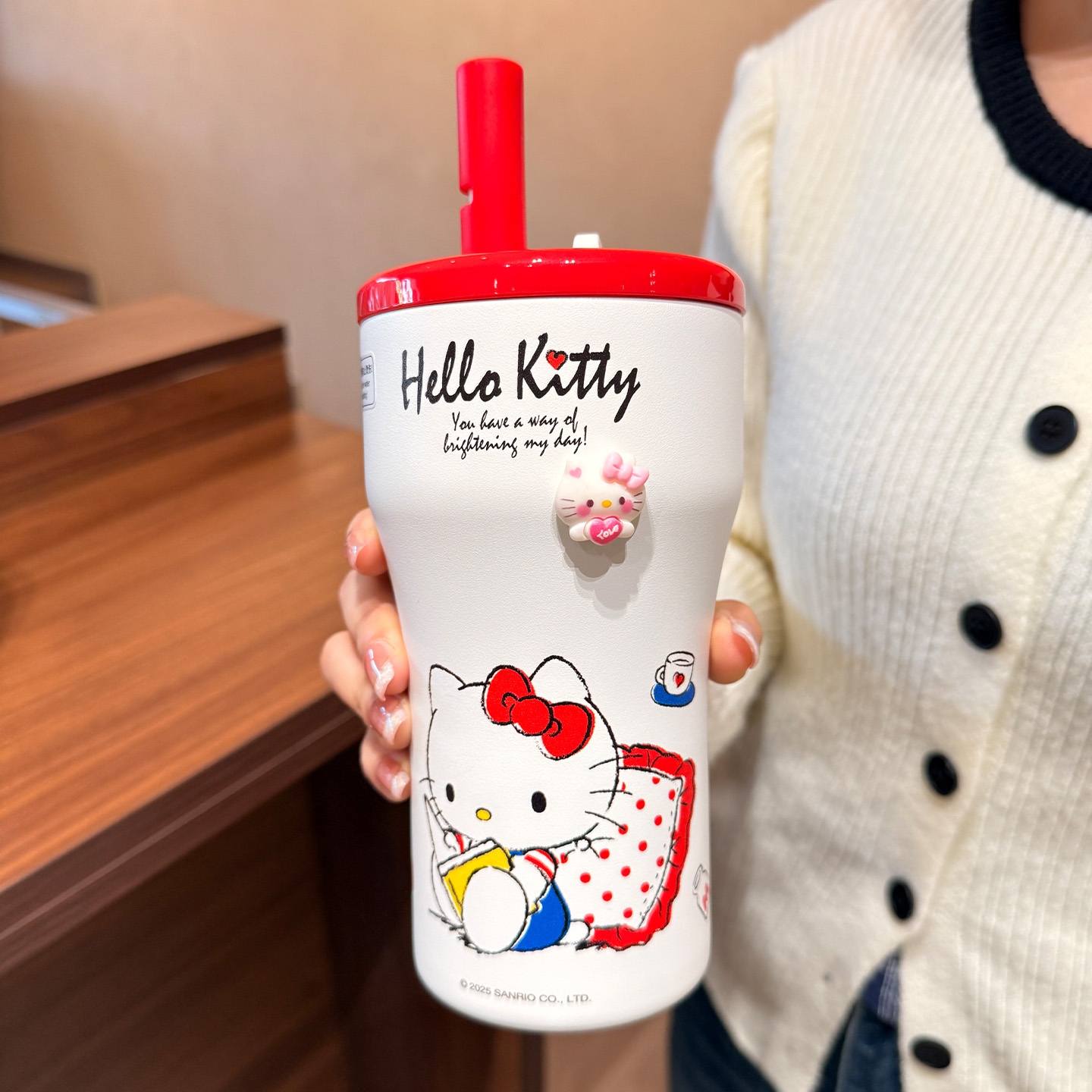 可爱保温杯女2025新款值吸管水杯