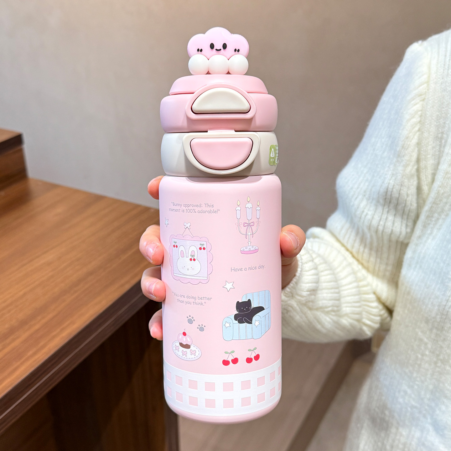 保温杯女2025新款高颜值吸管杯子