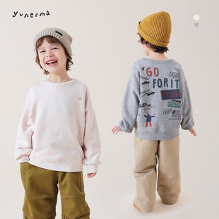 允儿妈男童冬季日系印花套头卫衣幼儿园宝宝时尚套头衫儿童上衣潮