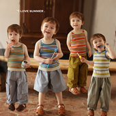 T恤小童童装 弹力无袖 背心儿童个性 允儿妈男婴童宝宝休闲针织薄款