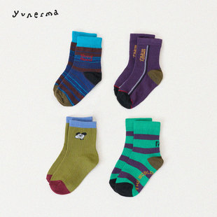 男童薄款 百搭棉袜2026春秋儿童袜子 彩色坑条短袜男宝宝幼儿园经典