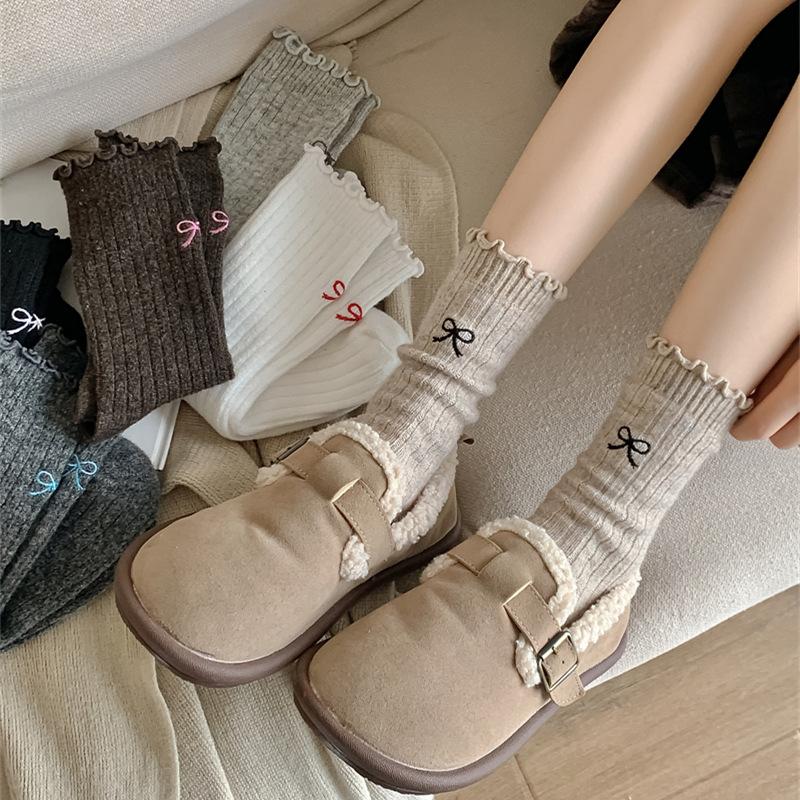 花边秋冬搭配堆堆袜加厚保暖