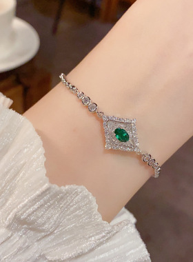 2026法式复古轻奢满锆菱形金属圆