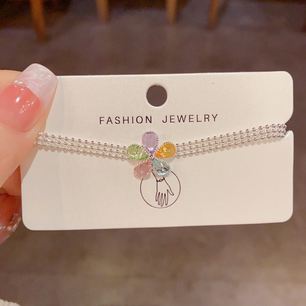 2026新款厚银彩色花朵手链气质时