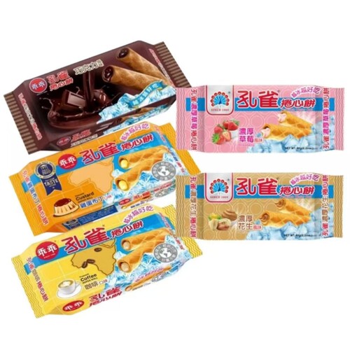 台湾原装进口乖乖孔雀卷心饼63g