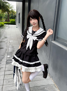 织野鹿日系JK水手服蛋糕裙套装
