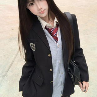 织野鹿原创JK正版西装外套收腰西服加厚秋冬学院风校供感制服套装